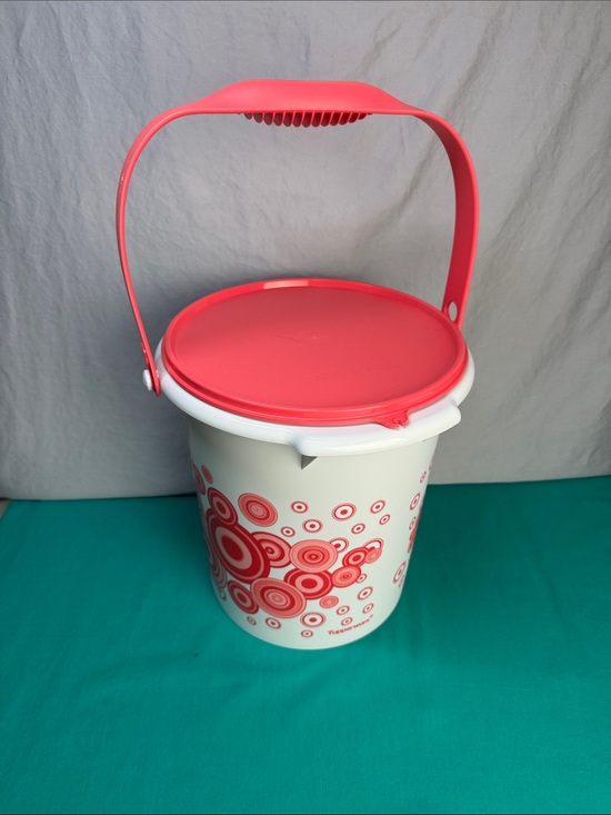 Tupperware Other - Tupperware Retro Pink Circles Bucket 8.5L With Lid & Handle